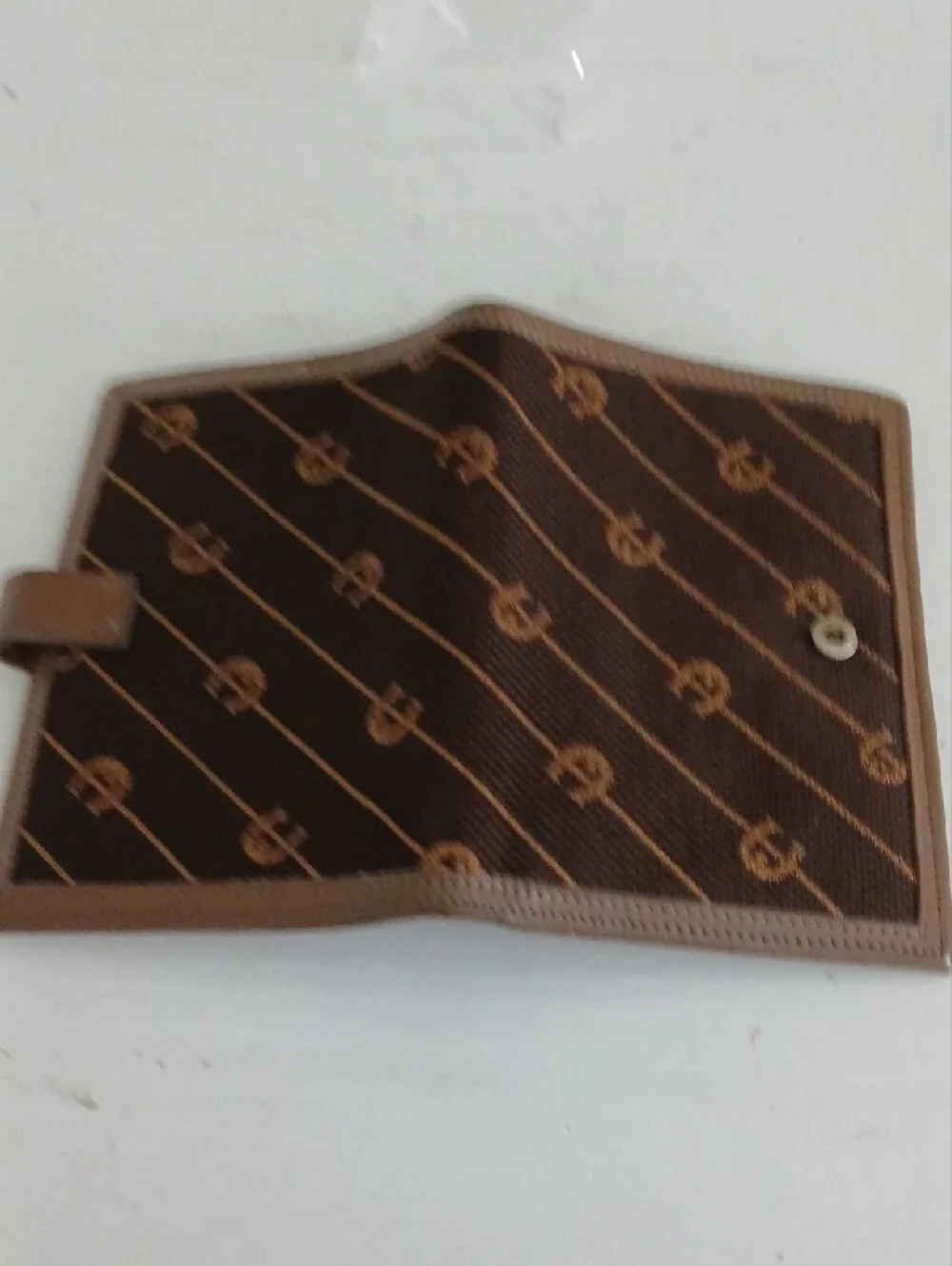Etienne Aigner Vintage Monogram Canvas Bifold Wallet in Brown and Tan